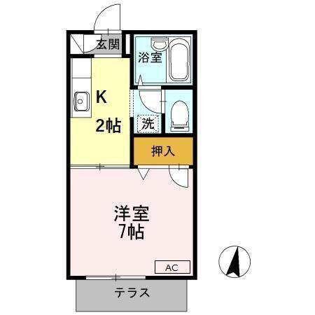 エーデルハイムI(1K/1階)の間取り写真