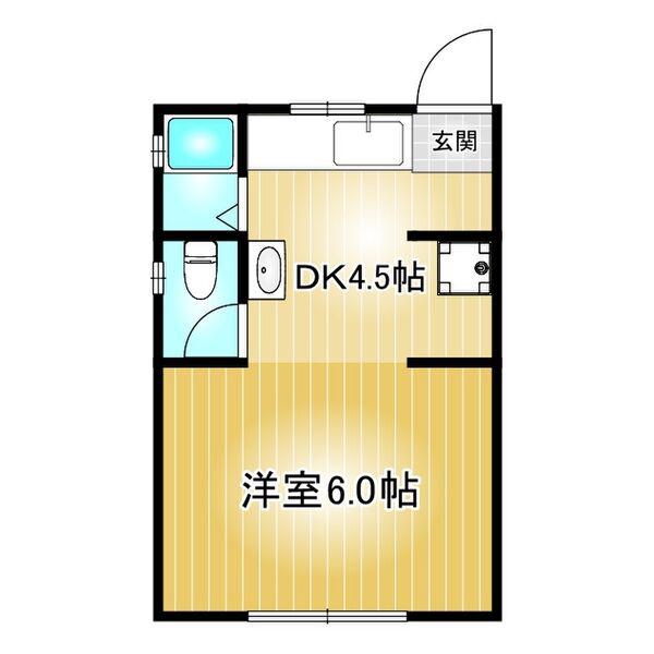 グランズ自由ヶ丘(1DK/1階)の間取り写真