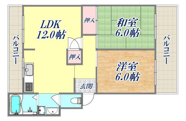 芦屋東山プリンス(2LDK/4階)の間取り写真