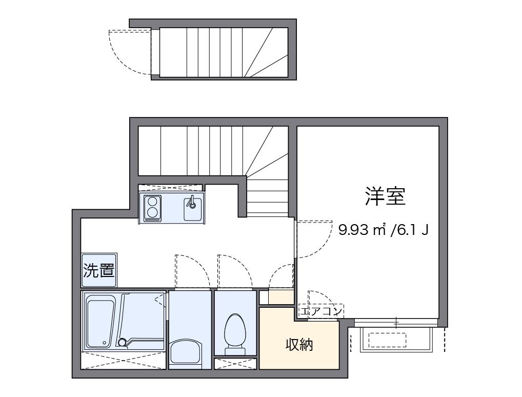 クレイノLABOON下丸子(1K/2階)の間取り写真