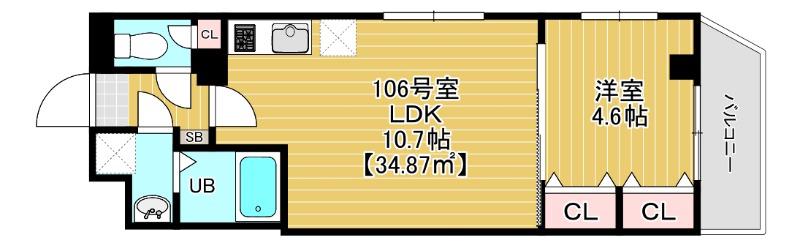 コンフォルテ本千葉(1LDK/1階)の間取り写真