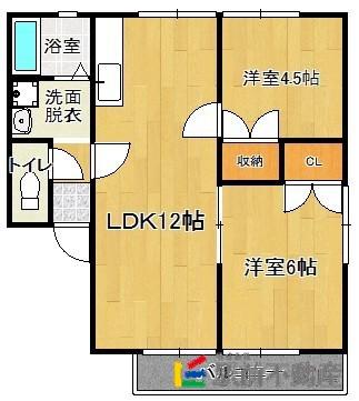 サンモール笹隈B(2LDK/1階)の間取り写真
