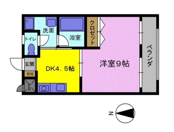 コムフォート21(1DK/3階)の間取り写真