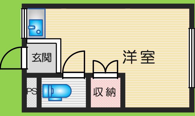 三和ハイツ(ワンルーム/2階)の間取り写真