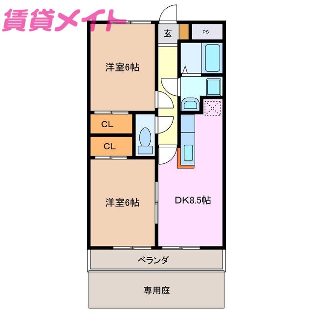 エクセレンス(2DK/1階)の間取り写真