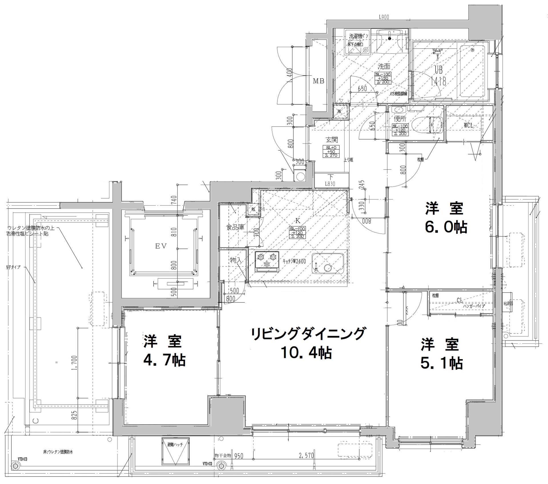 プライマル福岡平尾(3LDK/5階)の間取り写真
