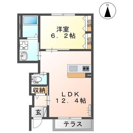 JR東海道本線 磐田駅 徒歩23分 2階建 築8年(1LDK/1階)の間取り写真