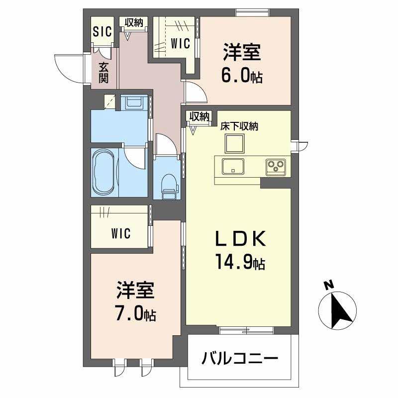 シャーメゾンLALA(2LDK/1階)の間取り写真