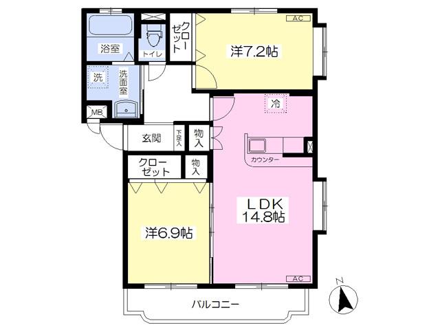 EXCEL COURT(2LDK/1階)の間取り写真