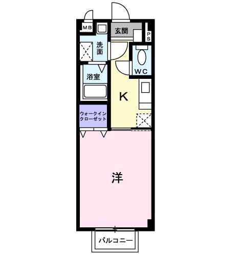 アンフィニ大澤 B(1K/1階)の間取り写真