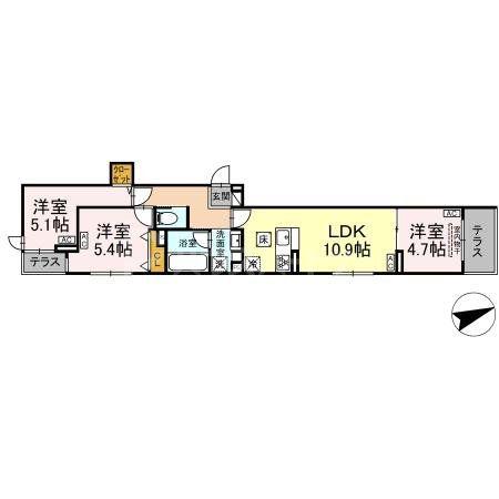 セレスティア一之江(3LDK/1階)の間取り写真