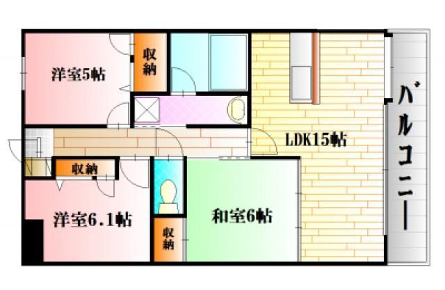 フレシールB館(3LDK/1階)の間取り写真