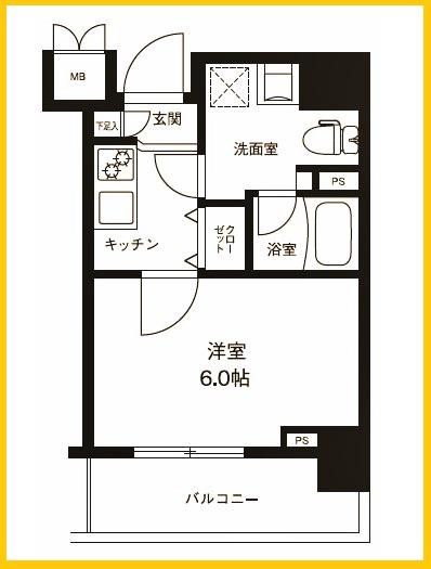 MAIN-STAGE横濱ポートサイド(1K/2階)の間取り写真
