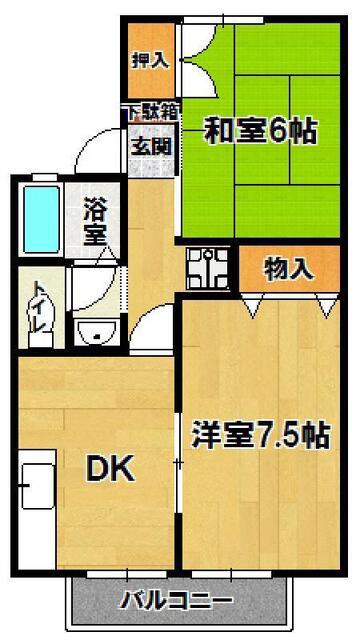 ベルフォーレ稲荷前A・B・C(2DK/2階)の間取り写真
