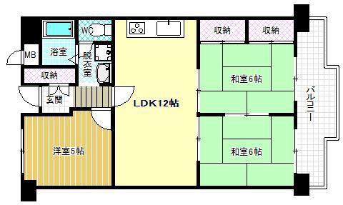 西梅田ダイヤモンドマンション(3LDK/10階)の間取り写真