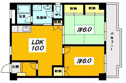 グランソレイユ(2LDK/4階)の間取り写真