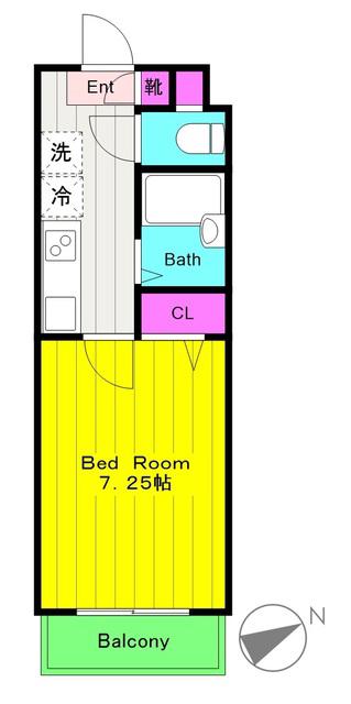 アヴィニティー調布南(1K/1階)の間取り写真