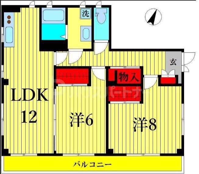 カサ・ラルナ(2LDK/2階)の間取り写真