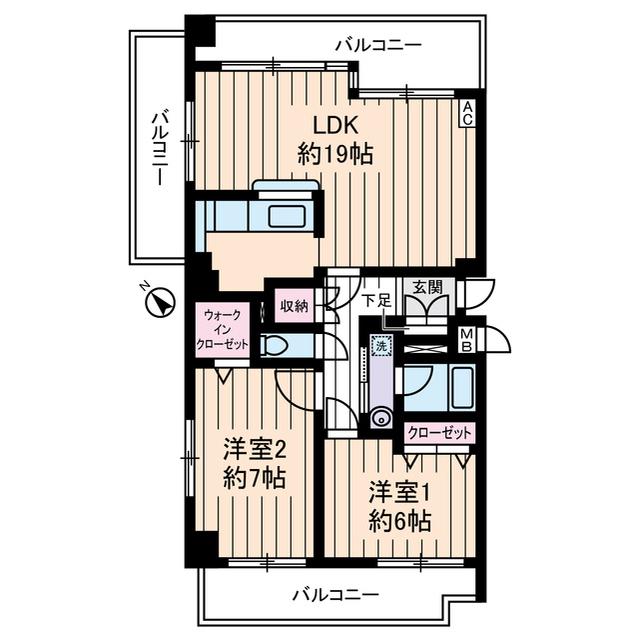 サングランパ(2LDK/4階)の間取り写真