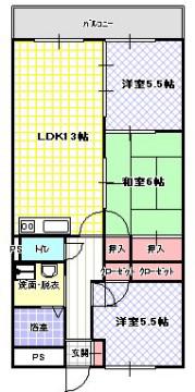 ブランカ・ベルヴィル(3LDK/3階)の間取り写真