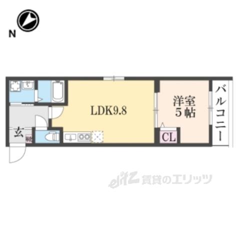 グランディール亀岡(1LDK/5階)の間取り写真