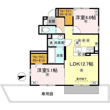 サンエスポアールII(2LDK/1階)の間取り写真