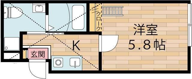 ベルビュー京町(1K/1階)の間取り写真