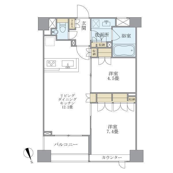 レゾンアレグレ(2LDK/12階)の間取り写真