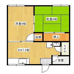 浜野荘(2DK/1階)の間取り写真