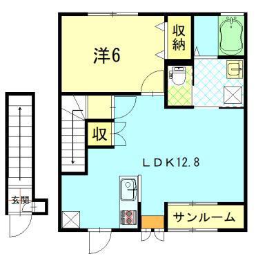 LALA・グランデ手形A(1LDK/2階)の間取り写真