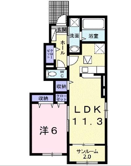 フィオーレガーデンI(1LDK/1階)の間取り写真