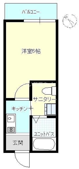 ラフィーネ厚木(1K/2階)の間取り写真