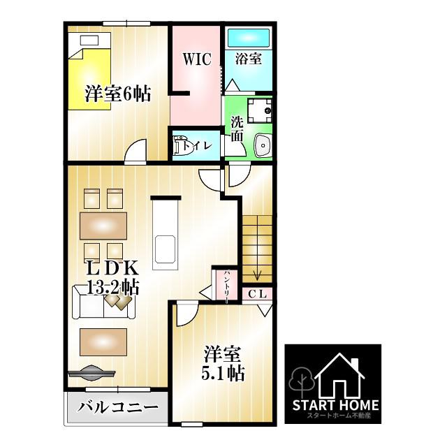 クラール名東イースト B(2LDK/2階)の間取り写真