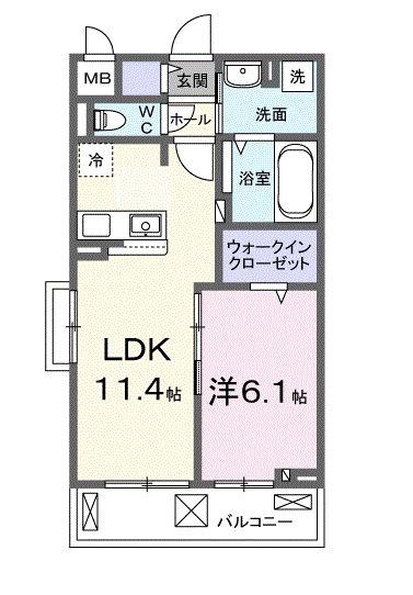 コーポハピネス白砂(1LDK/2階)の間取り写真