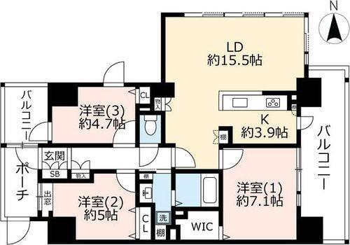 URミラリオ大師河原(3LDK/8階)の間取り写真