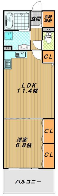 ツイン大開(1LDK/7階)の間取り写真