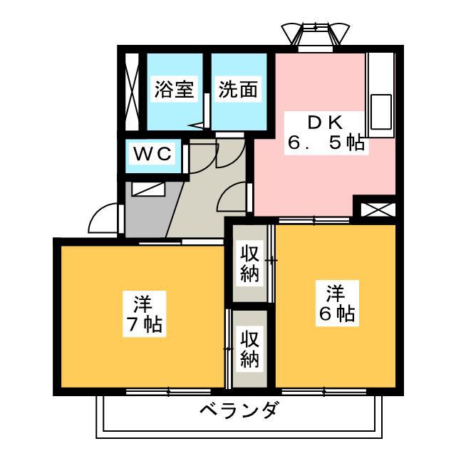 ヴィブレ長沼(2DK/2階)の間取り写真