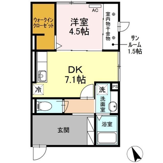 サイクルメゾン大工町(1SDK/2階)の間取り写真
