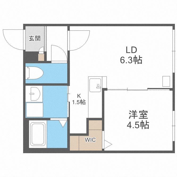 フォルテ新道東(1LDK/3階)の間取り写真