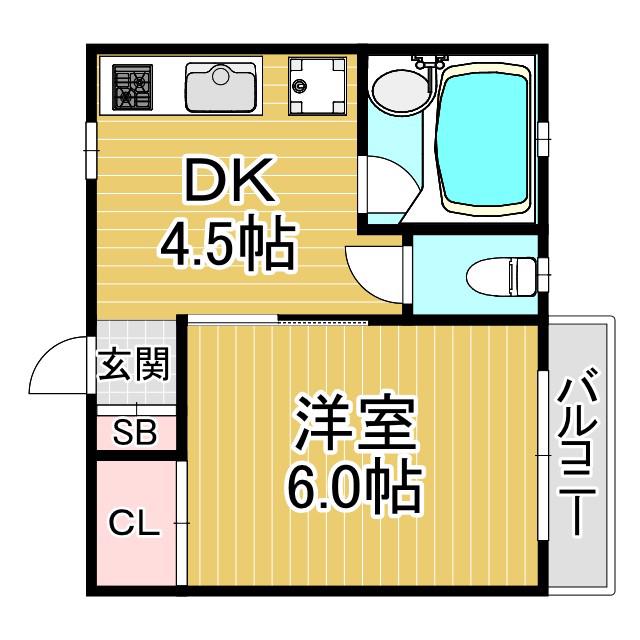 平野マンション(1DK/4階)の間取り写真