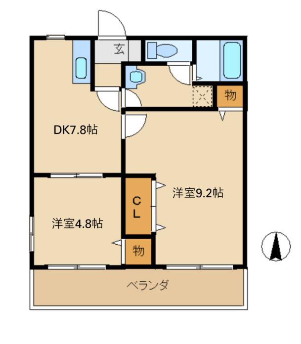イマモトタウンC(2DK/1階)の間取り写真