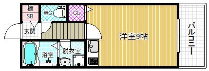 阪神ハイグレードマンション12番館(ワンルーム/5階)の間取り写真