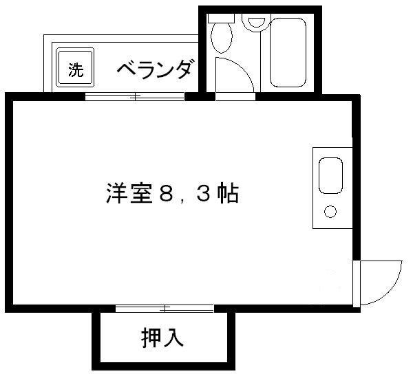 大橋ハイツ(ワンルーム/2階)の間取り写真