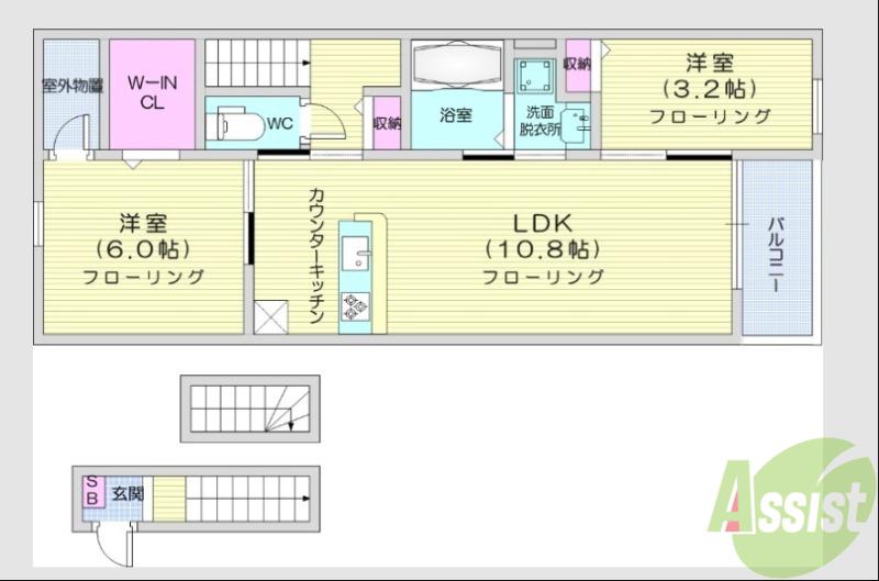 ルーチェフルサワGJ(2LDK/3階)の間取り写真