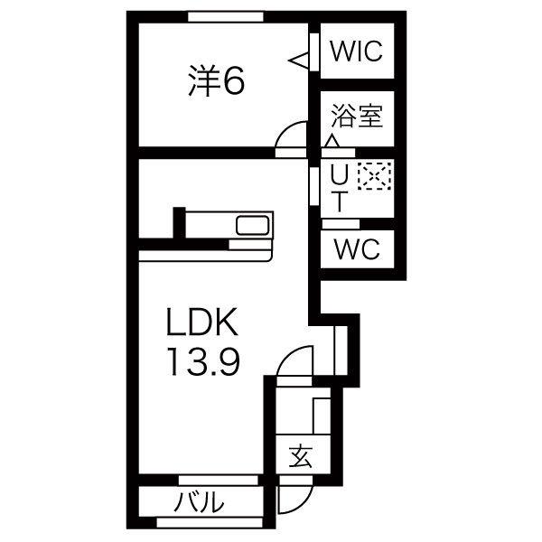 ミシェル(1LDK/1階)の間取り写真