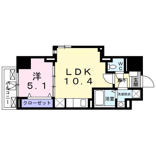 ヴィラ フェリシア 小台橋(1LDK/5階)の間取り写真