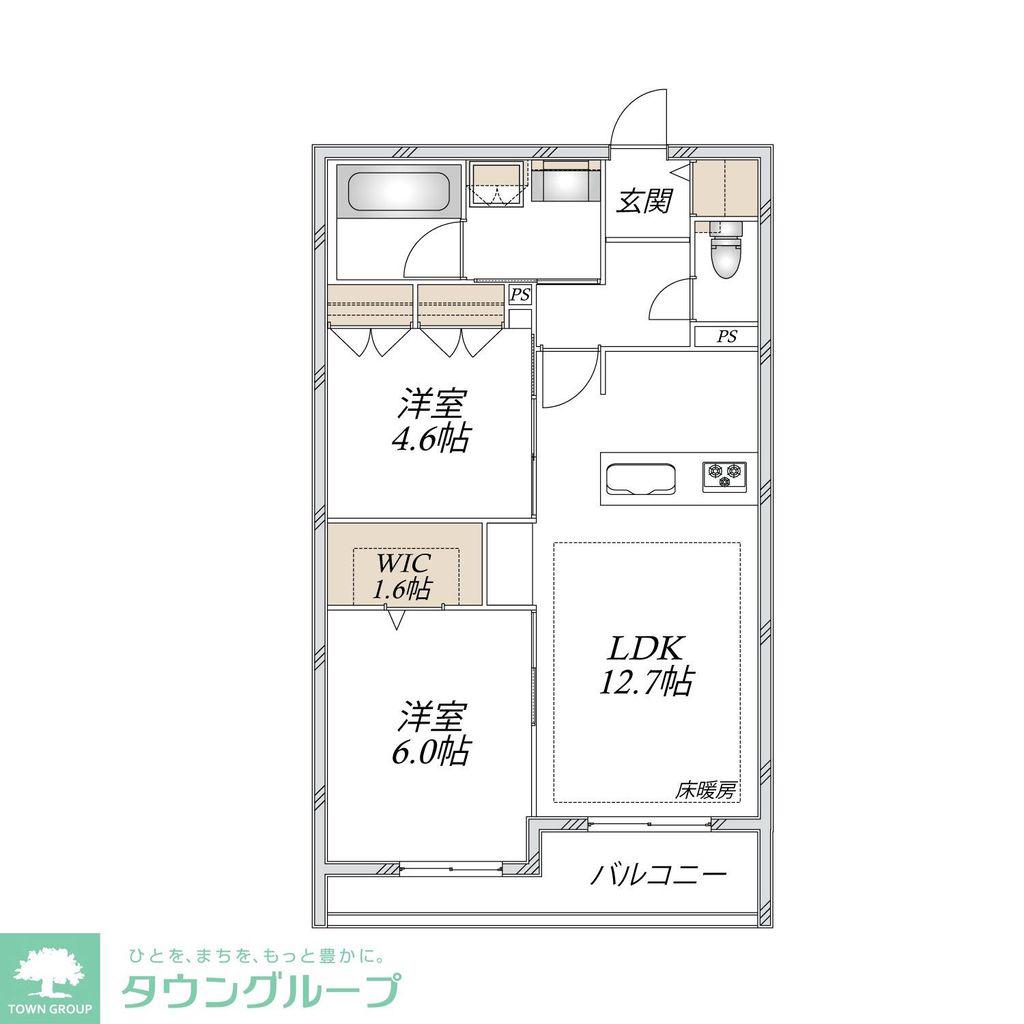 中野島メゾン(2LDK/3階)の間取り写真
