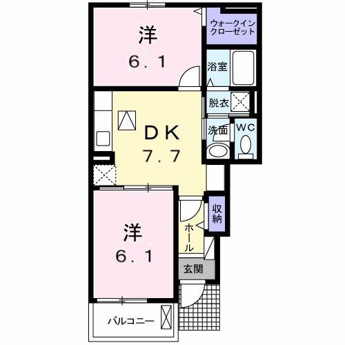エトワール(2DK/1階)の間取り写真