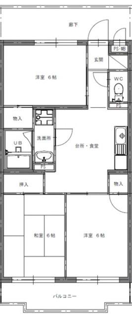 レインボーマンション(3DK/2階)の間取り写真