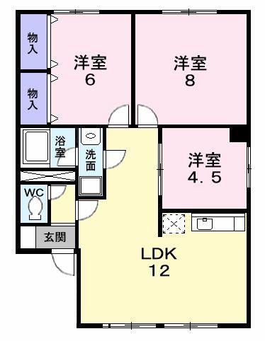 ファミールII(3LDK/1階)の間取り写真